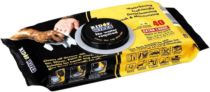RIDOF Multi Purpose Heavy Duty Hand Wipes/Industrial Strength/Natural Citrus Power/Non Toxic / (40pcs/Pack): Health & Personal Care