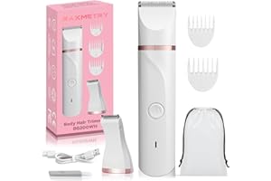 RAXMETRY Bikini Trimmer for Women - 2 in 1 Electric Ceramic Blades Pubic Hair Trimmer,for Underarm Leg Arm Body face,USB IPX7 Waterproof Wet/Dry Shaver Groomer with 2 Trimmer Heads,White