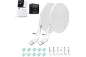 JJMASEE 20FT L-Shape Connector Power Extension Cable for Wyze Cam Pan V3 & Blink Outdoor (3rd Gen) Camera, Wyze Cam V3 Pro 2K - Flat Weatherproof Charging Power Cord (White) 2 Pack - Not for Wyze Cam V3