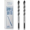 amoolo 3/8" Concrete Drill Bit & Masonry Drill Bit Set(2PCS), Carbide Tip Drill Bit Set for Tile, Brick, Cement, Concrete, Glass, Plastic, Cinder Block, Wood etc