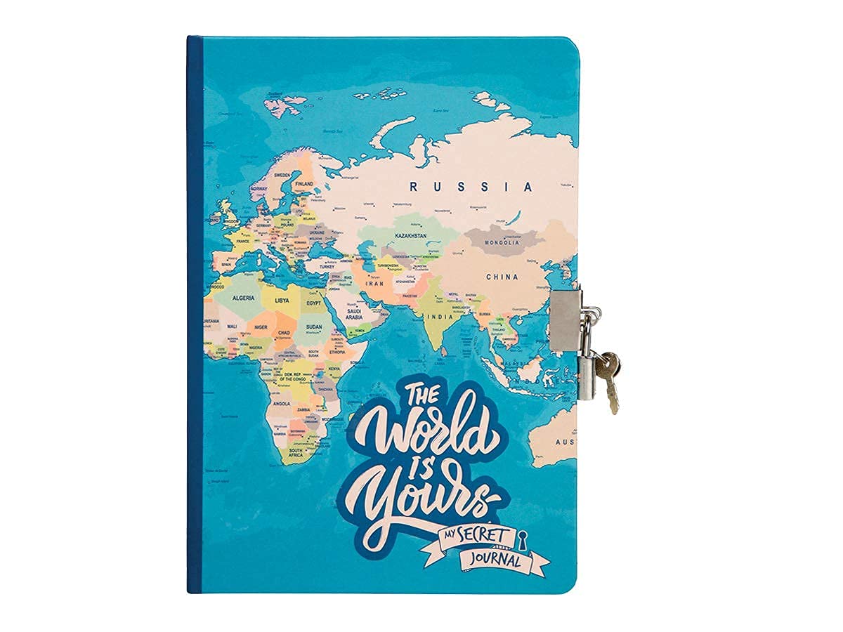 I-TOTAL - Secret Diary | Stationery diary | Gifts for Girls Or Boys (BLUE MAP)