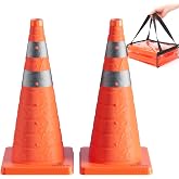 SIMAZO 2 Pack 28In Collapsible Traffic Safety Cones with Reflective Collar | Multi Purpose Pop Up Cones for Road Safety, Parking Lot, Driving and Sport Training