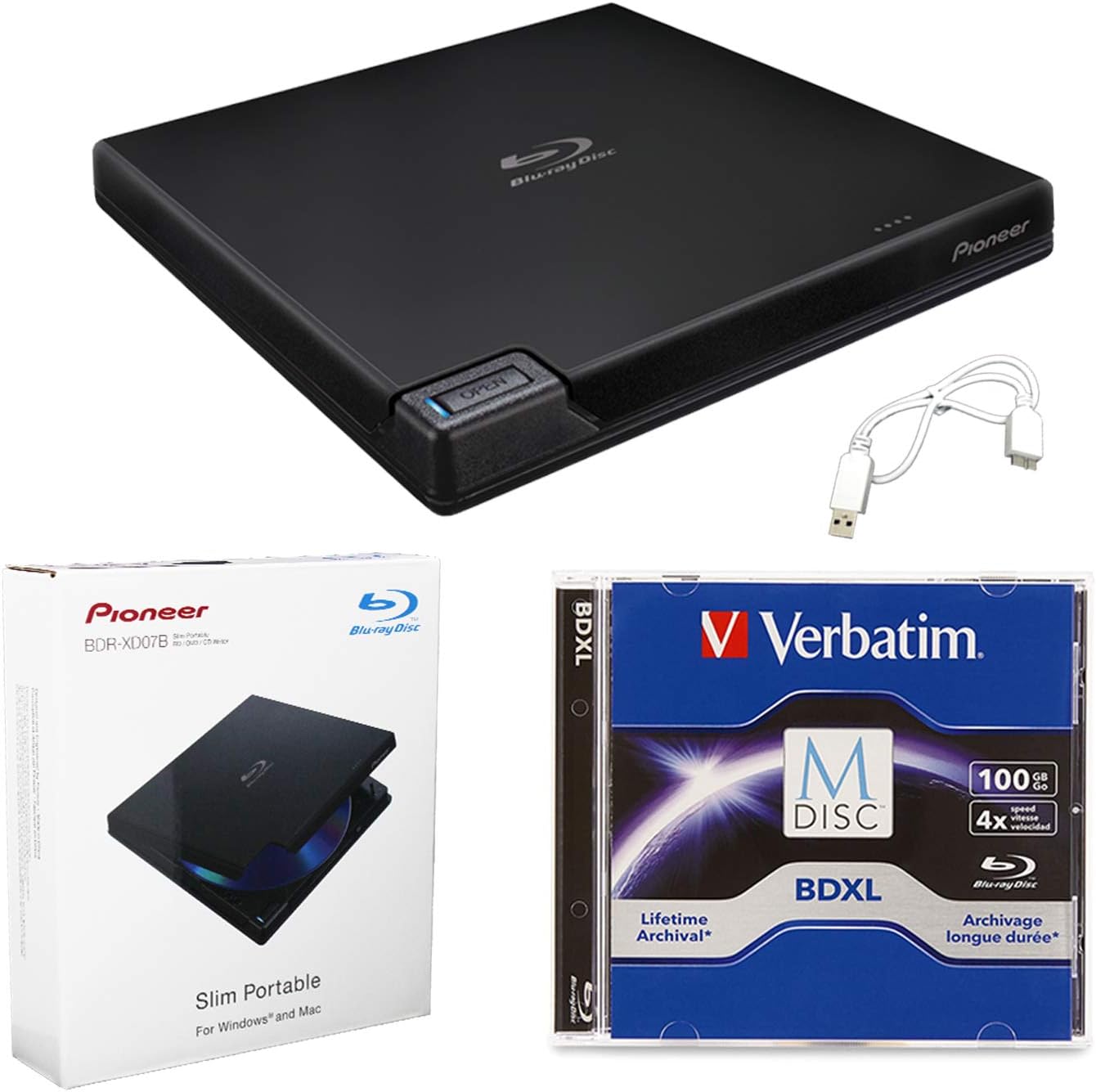 Pioneer BDRXD07B Portable 6X Bluray Burner External Drive