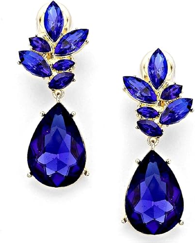 Royal Blau Cz Kristall Wechselrahmen Gold Ohrringe Festzug Drag Queen Brautschmuck Abendschmuck Show Girl Braut Amazon De Schmuck