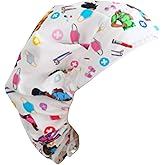 Reflections By Zana New White Healthcare Cuties Bouffant Surgical Scrub Cap with White Satin Lining for Nurses