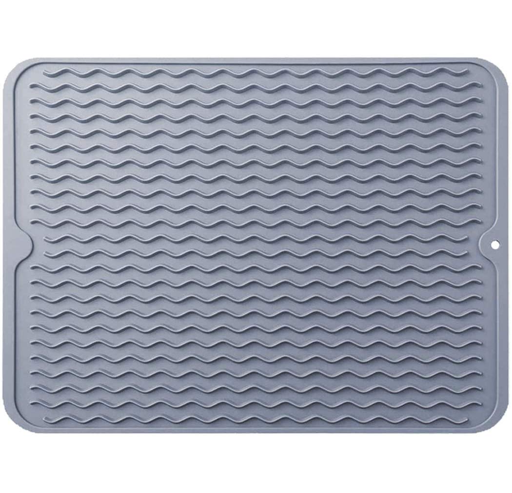 Heart Choice Large Draining Mat, Silicone Draining Board Mats, Dish Drying Mat, Draining Pad, Draining Mats for Kitchen 40x30CM(Grey)