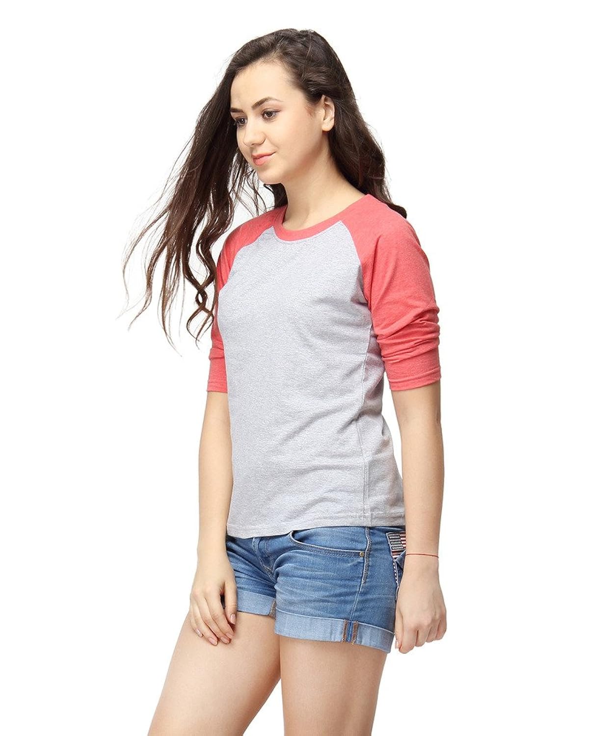 campus sutra women round neck quarter sleeve t-shirts