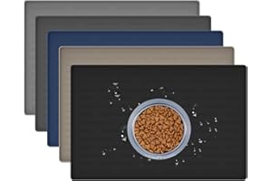 LOGIFTVE Silicone Dog Feeding Mat with Raised Edges, 18"x12" Non-Slip Pet Food Mat for Small & Medium Dogs, Waterproof Dog Bowl Mat to Prevent Food & Water Spills, Easy to Clean (Black)