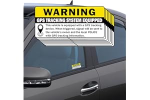 TOTOMO 8pc GPS Tracking Sticker Anti-Theft Car Vehicle Warning Sign - 3" x 1.5" Self Adhesive Sign (4pc Front Adhesive + 4pc Back Adhesive Stickers)