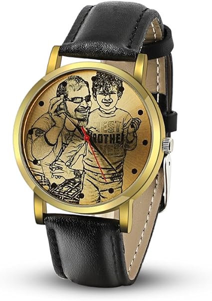 Orologio Foto Personalizzato Per Uomo Donna Incidere Testo Orologio Con Cinturino In Pelle Impermeabile In Acciaio Per Regalo Di Natale Amazon It Abbigliamento