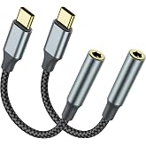 2 Pack USB C to 3.5mm Audio Adapter, USB C to Aux Female Dongle Cable Cord | Compatible with Apple iPhone 17~15 Samsung Galaxy S25~S21 Plus Pro Max Ultra Pixel iPad and More USB C Audio Devices