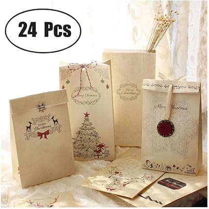 Biscotti Per Regalo Di Natale.16 Sacchetti Regalo Natalizi Con Adesivi Di Natale Per Biscotti E Biscotti Per Regali Di Natale 24 Pezzi Amazon It Cancelleria E Prodotti Per Ufficio
