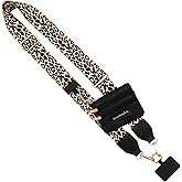 Save the Girls Original Clip and Go Phone Strap (Leopard - Black Pouch) – Crossbody Phone Strap Chain with Zipper Wallet Pouch – Phone Lanyard with Zippered Pouch