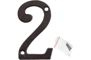 roslyong 3 Inch House Number, Vintage Address Numbers for Outside, Cast Iron Solid Metal Number 2 (Matching Screws Included)