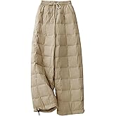 Flygo Women Winter Pants Lightweight Quilted Puffy Down Snow Pants Casual Baggy Wide Leg Trousers with Pockets