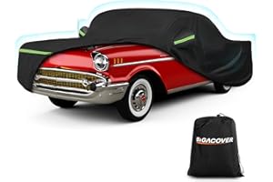 BIGACOVER Waterproof Car Covers for Chevrolet Bel Air/150/210 1950-1957 Sedan/Coupe/Hardtop, 420D Oxford Cloth Sun Heat Protection Outdoor Full Covers with Driver Side Zipper Windproof Heavy Duty All Weather