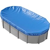 16x10 FT Oval Pool Cover for Above Ground Pools,Solar Oval Pool Cover Protector with Drawstring for Cold and UV Resistant,Dustproof -All-Weather Protection(Blue)