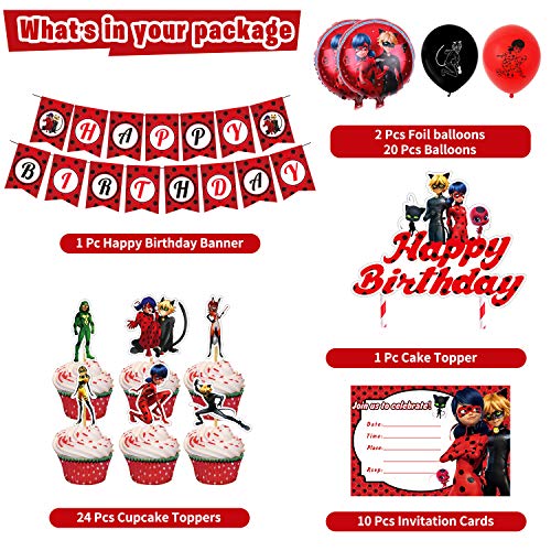 Miraculous Ladybug Birthday Party Supplies, Ladybug Party Decorations