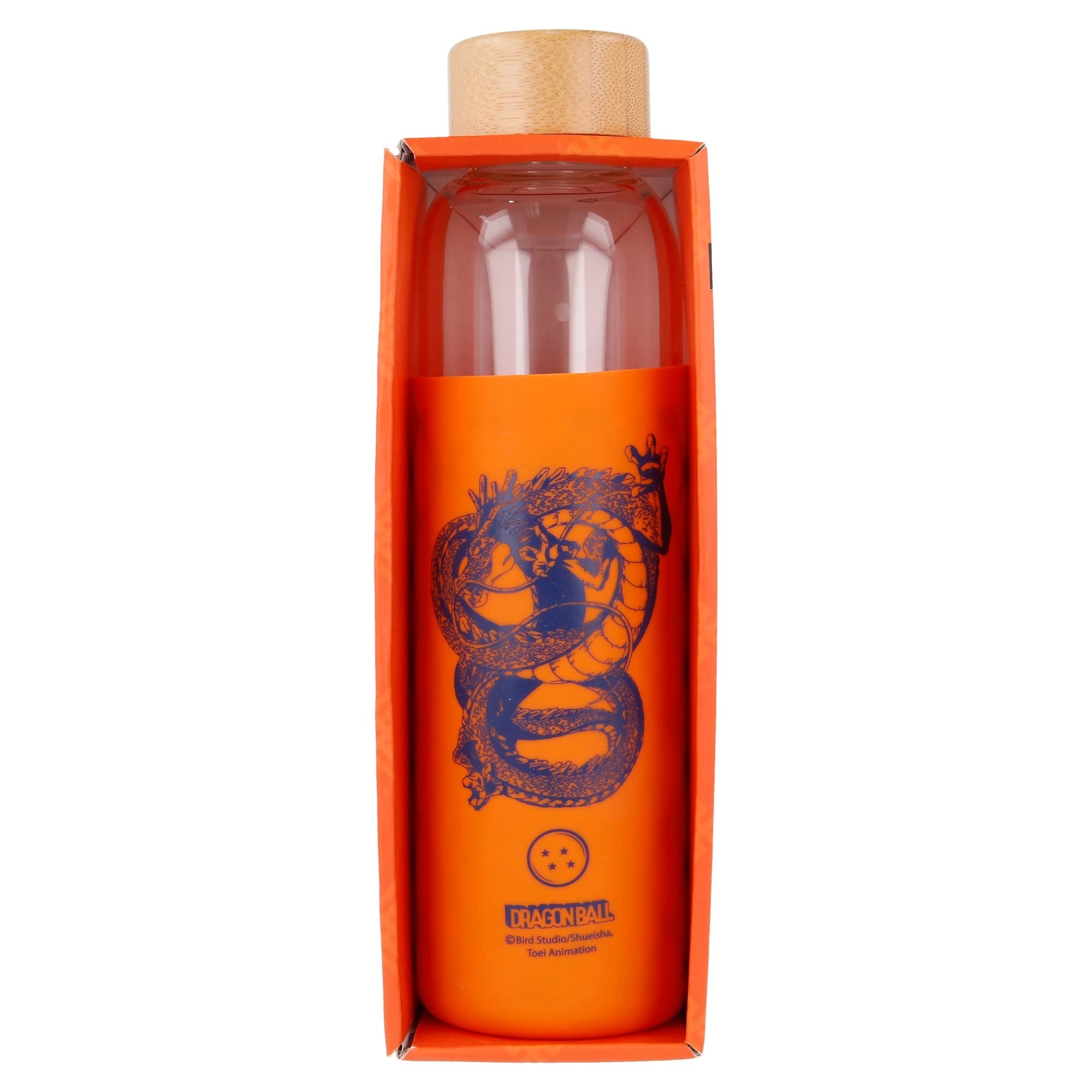 Stor 8412497003952 Glass Bottle with Silicone Sleeve, 580 ml Capacity, Dragon Ball