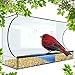 Tadge Goods Window Bird Feeder for Outside - XL 5 Inch Opening for Cardinal, Blue Jay and Bird Variety - Squirrel Proof When Placed High - with 3 Bonus Heavy Duty Hook Suction Cups