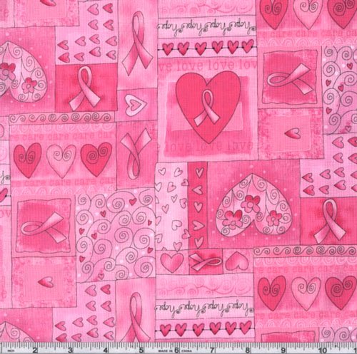 Timeless Treasures Hearts of Hope Fabric by The Yard, Pink