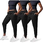 Common Stitch 3 Pack Sweatpants Women - Womens Sweatpants with Pockets, Fleece Womens Joggers, Yoga Pants (Available in Plus)