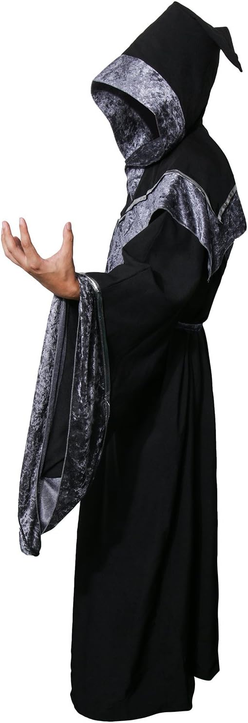 NOFONDA Men's Dark Wizard Robe Medieval Monk Robe Dark Mystic Godfather Sorcerer Hooded Costume Cape Cloak Halloween Cosplay(Large) - Image 4