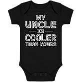 CBTwear My Uncle Is Cooler Than Yours Funny Baby Bodysuit | Confident uncle-themed humor for baby showers, first visits, family parties, and milestone photos
