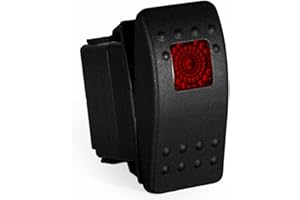 Contura II Carling Rocker Switch - Illuminated Red - V1D1, SPST, 3 terminals, Sealed, Waterproof, dusproof (Red)