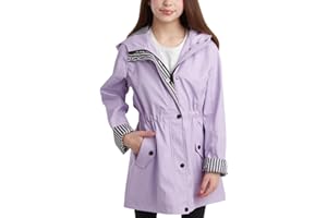 URBAN REPUBLIC Girls Rain Jacket - Waterproof Slicker Shell Anorak Jacket Lightweight Kids Rain Coat with Pockets (7-16)