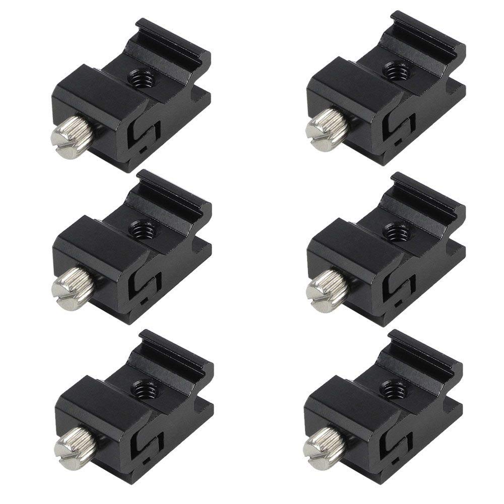 MENGS 6Pcs 360 Degree Universal Cold Flash Hot Shoe Bracket Lamp Holder 1/4 Inch Screw Adapter Mount