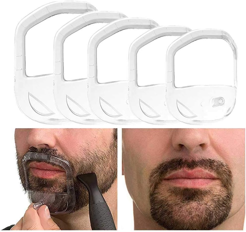 5PCS Transparent Beard Shaper Styling Tool Different Sizes Facial Hair Trimming Guide Grooming Shaper Hair Lineup Tool For Man