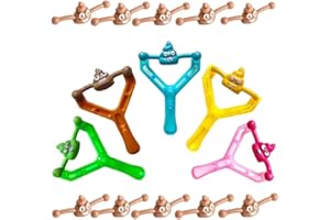 VIDONIO 5Pcs Catapult Poo Slingshot with 25pcs Poop Bullets, Venting Tricky Poop Slingshot Toy for Kids and Adult, Novetly Smiling Poop Face Emoticon Outdoor Stress Relief Toy