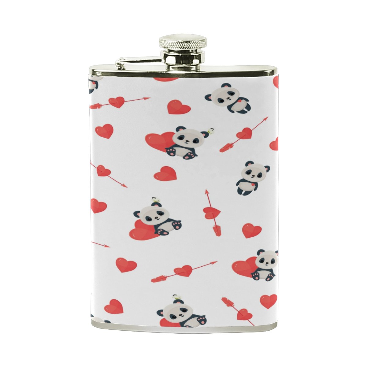 Panda Alaza Loveヒップフラスコステンレススチール8オンスポケットショットのフラスコliquor B075zs76fd Proof Leak 100 Vodkaラムpuレザーwrapped Whiskey フラスコスキットル 新しく着き Makan Place