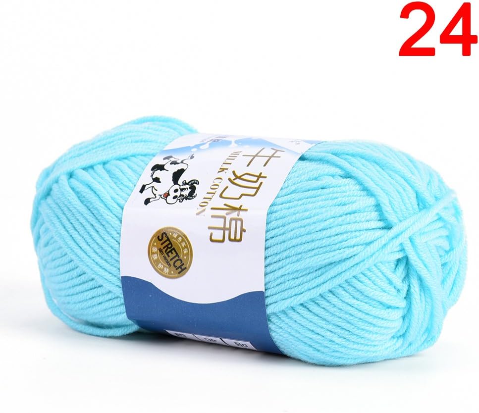 TUANTUAN 1 Lot Multicolor Milk Cotton Yarn Cotton Chunky Hand-woven Crochet Knitting Wool Yarn Warm & Soft Yarn for Sweaters Hats Scarves DIY,Light Sea Blue