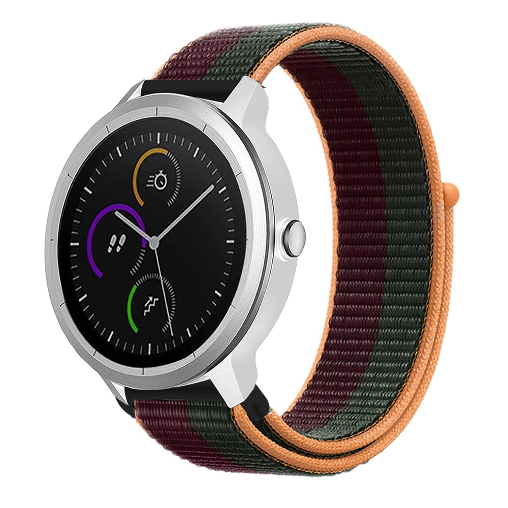 Niboow 20mm Strap for Garmin Vivoactive 6/Vivoactive 5/Vivoactive 3 music/Forerunner 165 Music, Nylon Soft Watch Band for Garmin Venu Sq 2/Venu 2 Plus/Sq 2 Music/Venu Sq/Venu Sq Music - Green/Purple — image 1