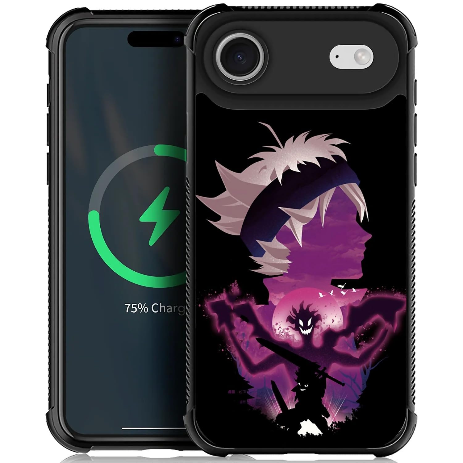 CARLOCA for iPhone 17 Air Compatible with Magsafe Case for Girl Boy Shockproof Soft Silicone Protection Magnetic Charge Fashion Pattern Purple Anime Face