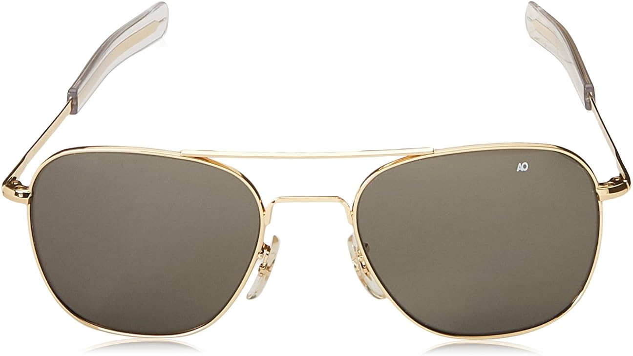 American Optics Flight Gear Original Pilot Sunglass, 57-mm Gold Frame with Bayonet Temples, True Color Grey Glass Lens: Clothing