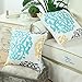 CaliTime Throw Pillow Cases Pack of 2 Cotton Vintage Compass Geometric Floral Embroidered Decorative Cushion Covers for Couch Bed Sofa Farmhouse Decoration 18 X 18 Inches Turquoise Gold Gray