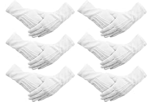 EULAPGOE 6 Pairs White Parade Gloves Non Slip Dot Gloves Thin Cotton Gloves for Men Women Coin Inspection Gloves Formal March