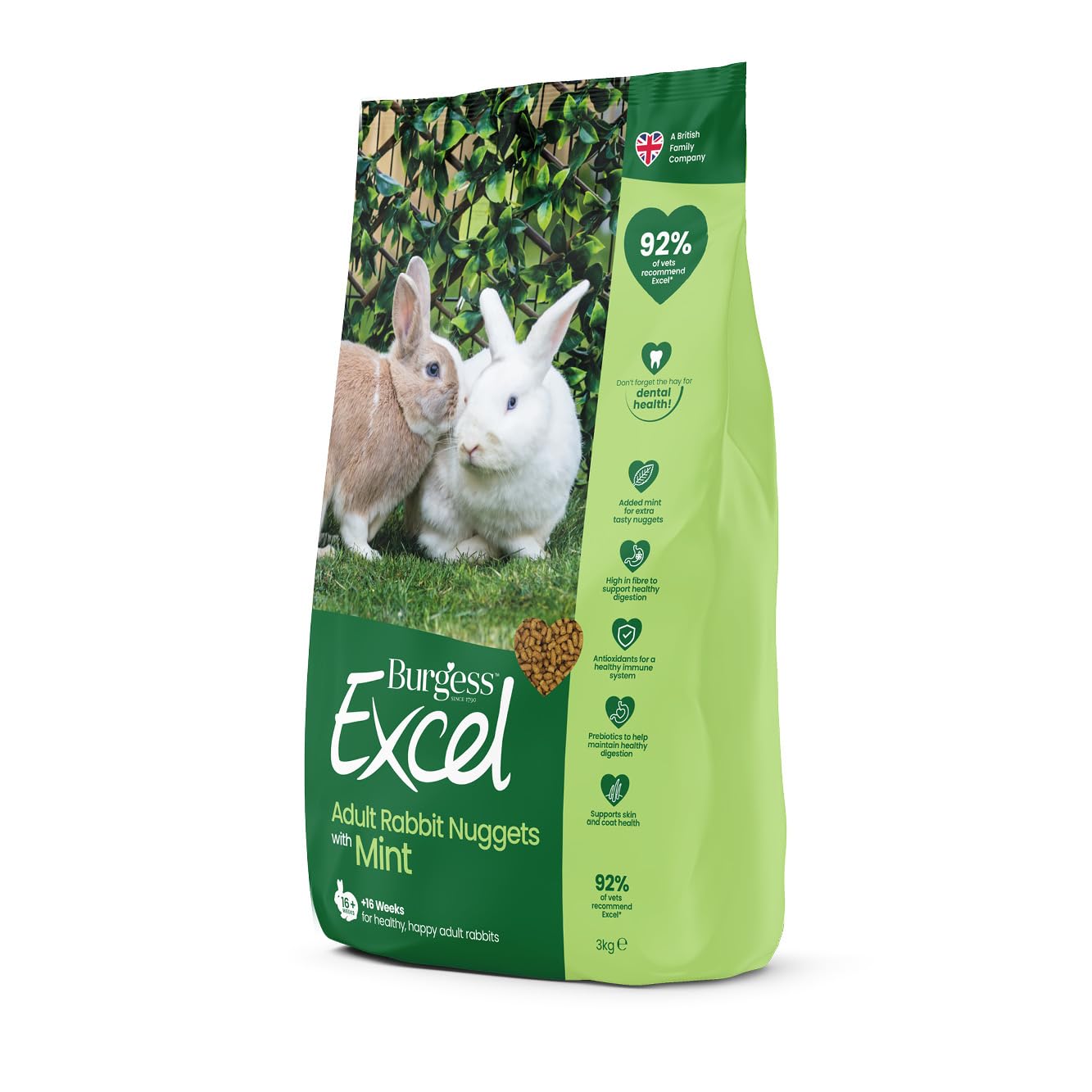 Burgess Excel Nuggets with Mint Adult Rabbit Food, 10 kg