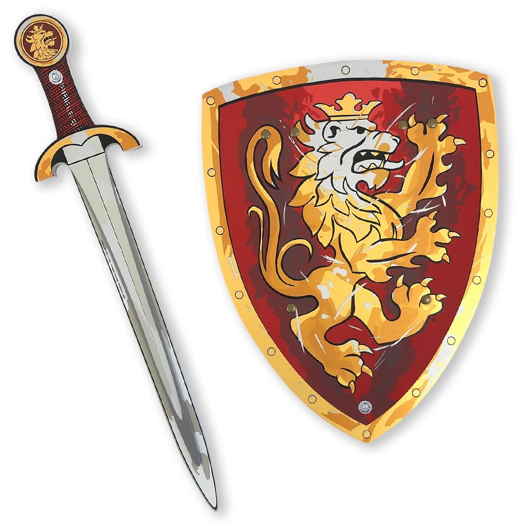 Liontouch - Noble Knight Toy Sword & Shield For Boys, Red - Age 3-8 years | Medieval Set in Durable & Safe Foam | Weapons & Battle Accessories For Pretend Play, Dress Up & Knight Costumes For Kids