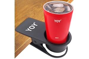 YOY Drink Cup Holder Clip - Table Desk Side Water Glass Beer Bottle Beverage Soda Coffee Mug Holder Cup Saucer Clip Design for Home Office, Black