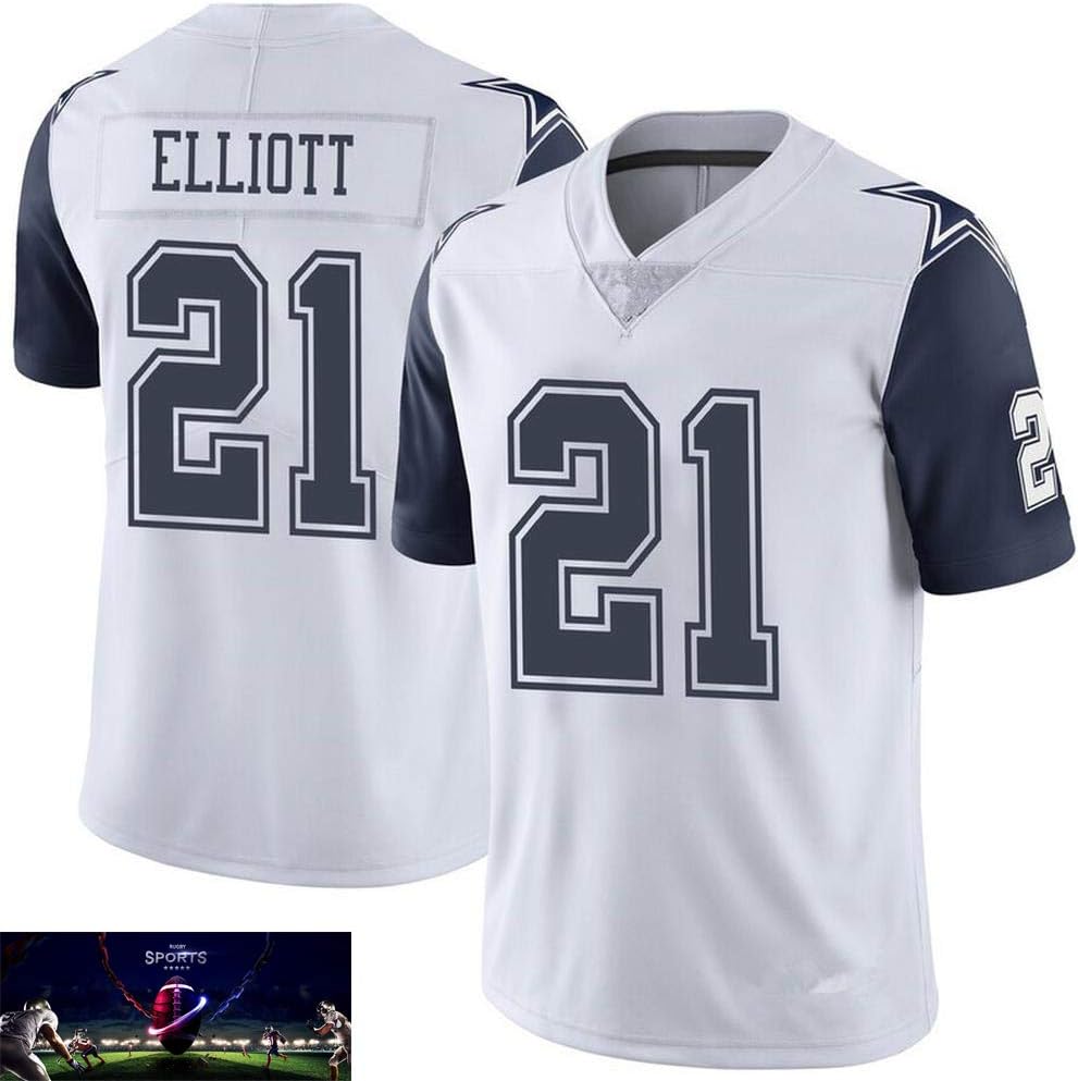 CSHASHA Ezekiel Elliott #21 Men's Rugby Jersey -NFL Dallas Cowboys - Embroidery Short SleeveSport Jerseys T Shirt Football D-L