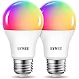 LVWIT Smart Light Bulb 2 Pack, A19 Smart LED, Work with Alexa, Smart Life App, Tuya App, 8.5W (60W Replacement), 2700K-6500K, E26 RGB Color Changing Bulb, No Hub Required