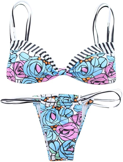 white floral print push up swimsuit