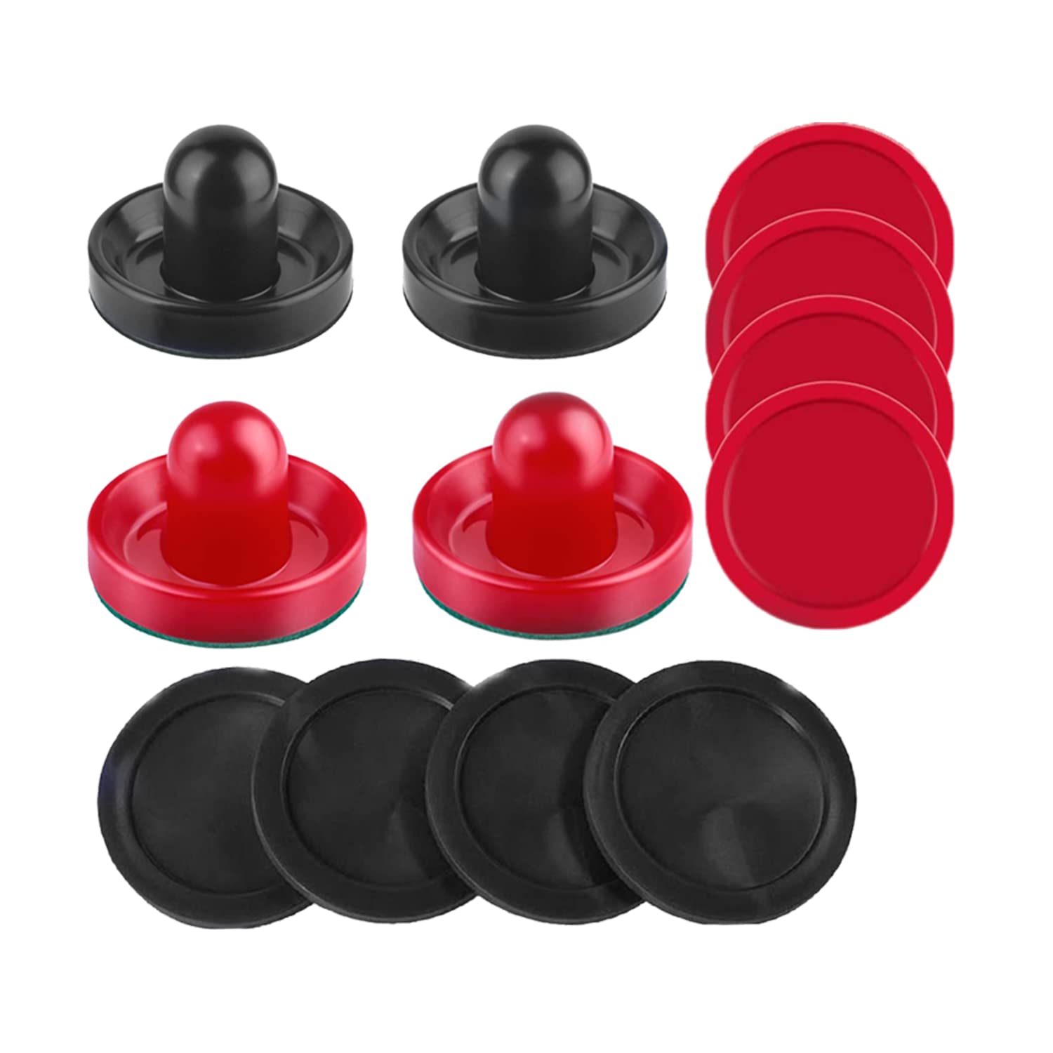 INSCOOL Air Hockey Pushers and Pucks - Air Hockey Paddles and Goal Handles Replacement Accessories for Game Tables (4 Pushers, 8 Pucks)