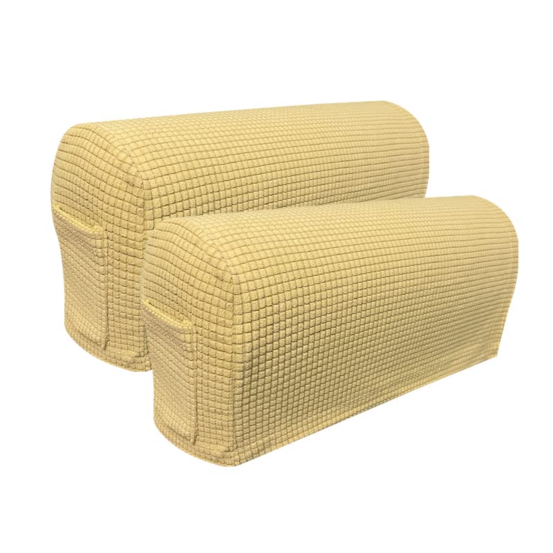 Skybook Armrest Chair Covers with 1 pocket Stretch Armchair Couch Arm Rest Cover Anti-Slip Spandex Polyester Sofa Chair Arm Caps Slipcovers for Furniture Protector Set of 2 (4pcs Beige Yellow)