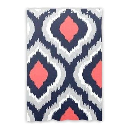 Amazon Com Reong Gray Coral Pink And Navy Blue Window Curtain