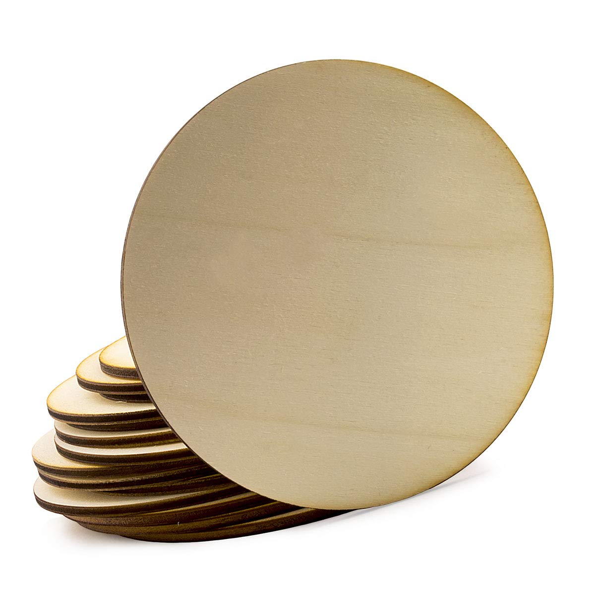 Summer-Ray 24pcs Wooden Round Unfinished Coaster for Home, Office, DIY Craft Project